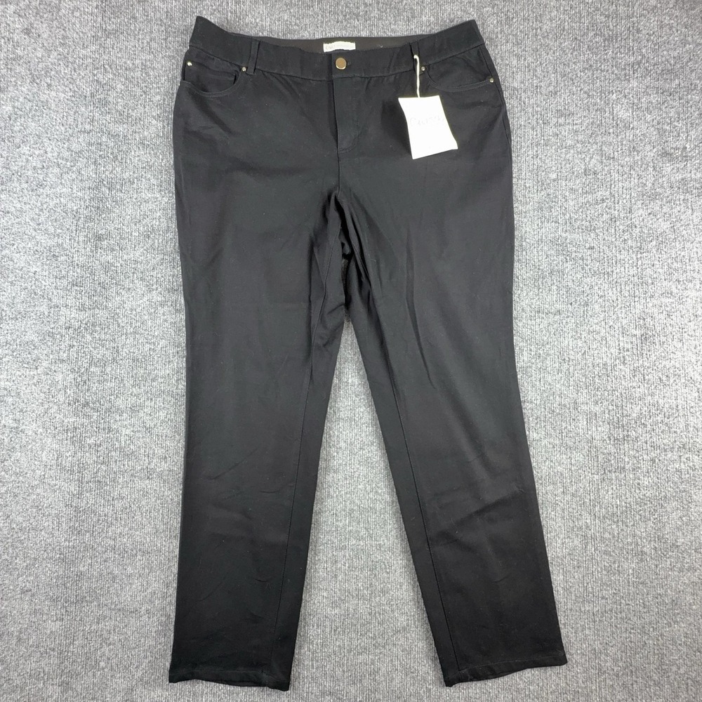 Cato Pants Womens 16W Black‎ Twill Curvy Fit Chino Stretch Pockets Plus Size